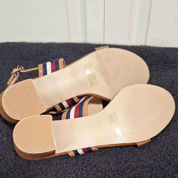 Lady Godiva Embroidered Strappy Sandals - 9 - Tan Leather - Picture 8 of 11